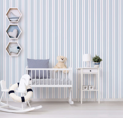 product image for Two Colour Stripe Navy Wallpaper from the Deauville 2 Collection by Galerie Wallcoverings 13