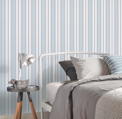 product image for Two Colour Stripe Navy Wallpaper from the Deauville 2 Collection by Galerie Wallcoverings 29