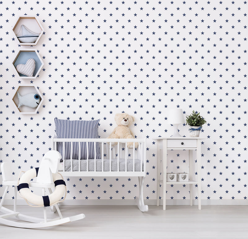 media image for Deauville Stars White/Navy Wallpaper from the Deauville 2 Collection by Galerie Wallcoverings 245