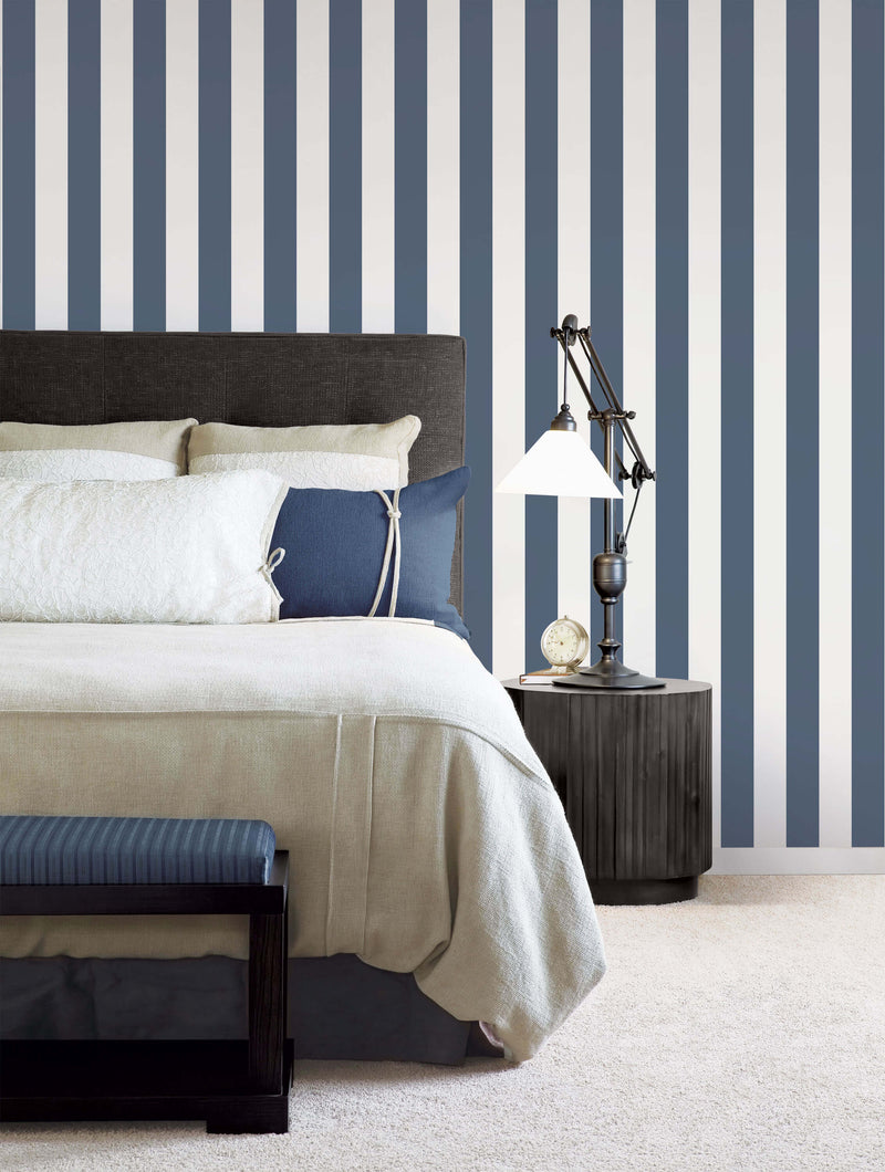 media image for Regency Stripe Marine Wallpaper from the Deauville 2 Collection by Galerie Wallcoverings 247