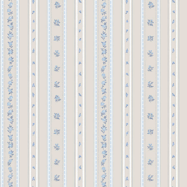 media image for Floral Stripe Wallpaper in Blue 257