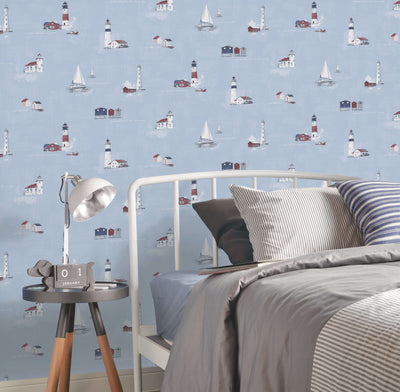 product image for Beach Huts Sky Wallpaper from the Deauville 2 Collection by Galerie Wallcoverings 75