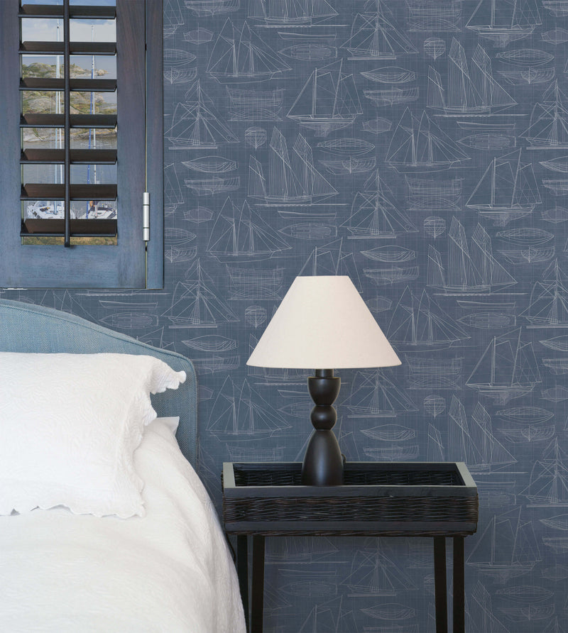 media image for Nautical Blueprint Marine Wallpaper from the Deauville 2 Collection by Galerie Wallcoverings 28