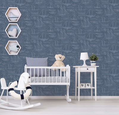 product image for Nautical Blueprint Marine Wallpaper from the Deauville 2 Collection by Galerie Wallcoverings 26