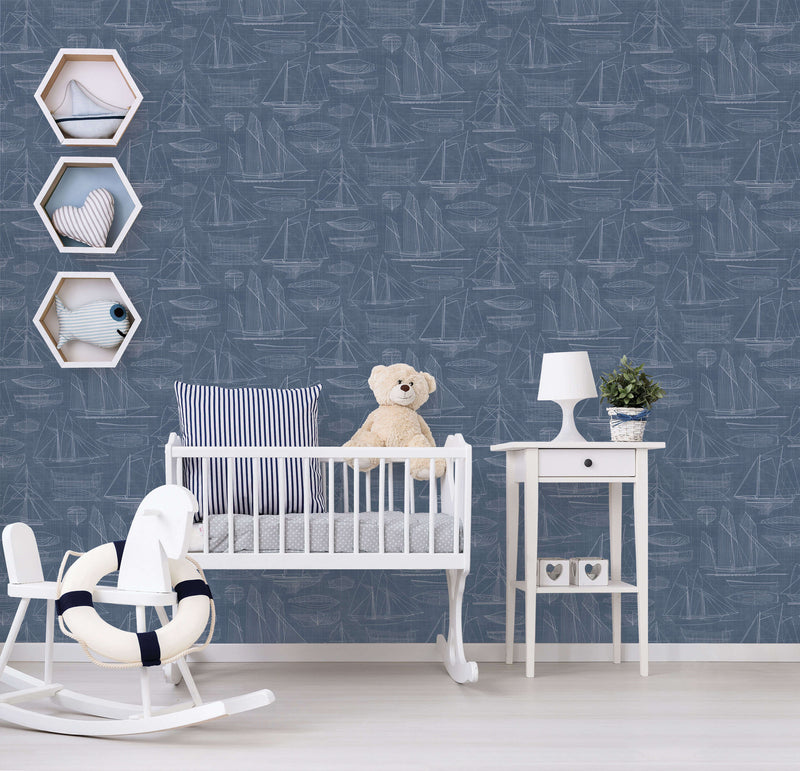 media image for Nautical Blueprint Marine Wallpaper from the Deauville 2 Collection by Galerie Wallcoverings 298