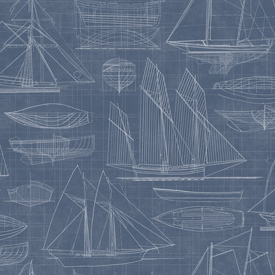 product image of Nautical Blueprint Marine Wallpaper from the Deauville 2 Collection by Galerie Wallcoverings 550