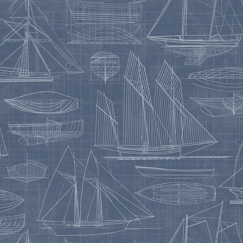 media image for Nautical Blueprint Marine Wallpaper from the Deauville 2 Collection by Galerie Wallcoverings 236