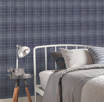 product image for Plaid Navy Wallpaper from the Deauville 2 Collection by Galerie Wallcoverings 76