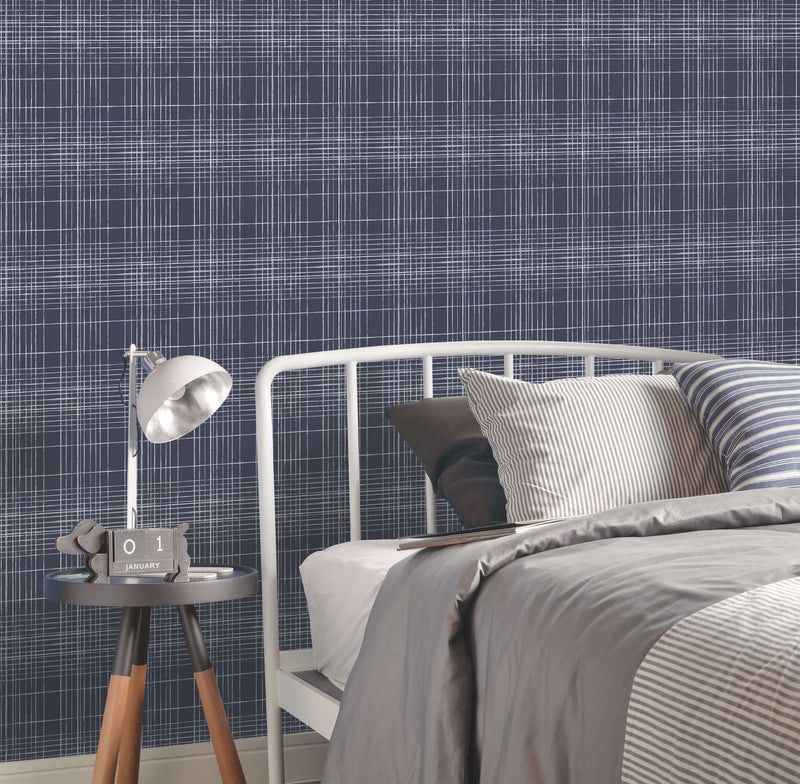 media image for Plaid Navy Wallpaper from the Deauville 2 Collection by Galerie Wallcoverings 234