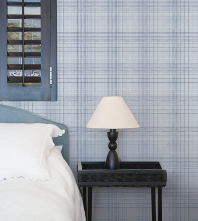 product image for Plaid Sky/Navy Wallpaper from the Deauville 2 Collection by Galerie Wallcoverings 1