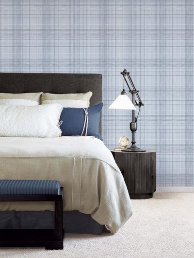 product image for Plaid Sky/Navy Wallpaper from the Deauville 2 Collection by Galerie Wallcoverings 54