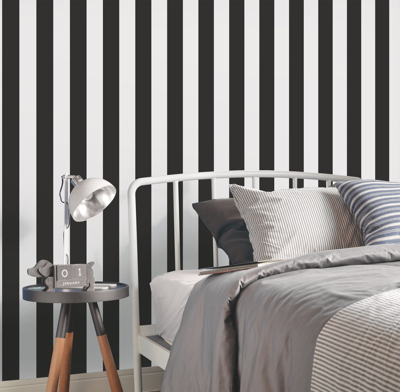 media image for Regency Stripe Black Wallpaper from the Deauville 2 Collection by Galerie Wallcoverings 234