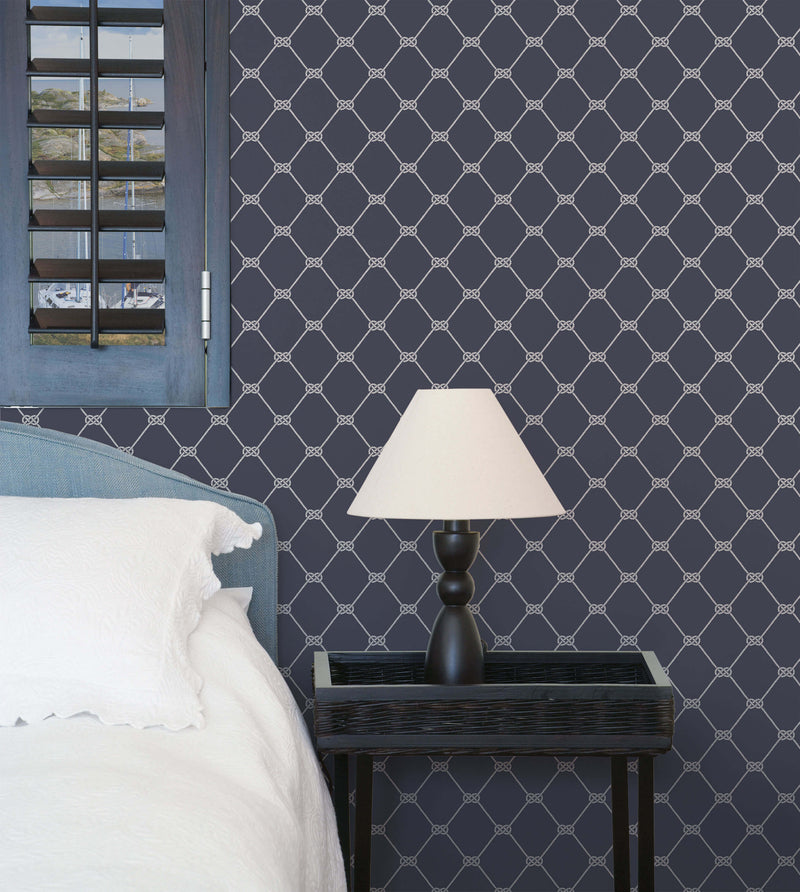 media image for Rope Navy Wallpaper from the Deauville 2 Collection by Galerie Wallcoverings 211