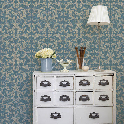 product image for Nordic Elements Damask Wallpaper in Blue 52