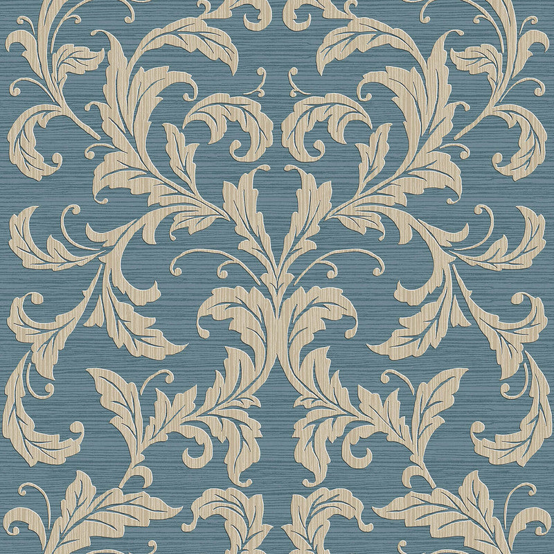 media image for Nordic Elements Damask Wallpaper in Blue 29