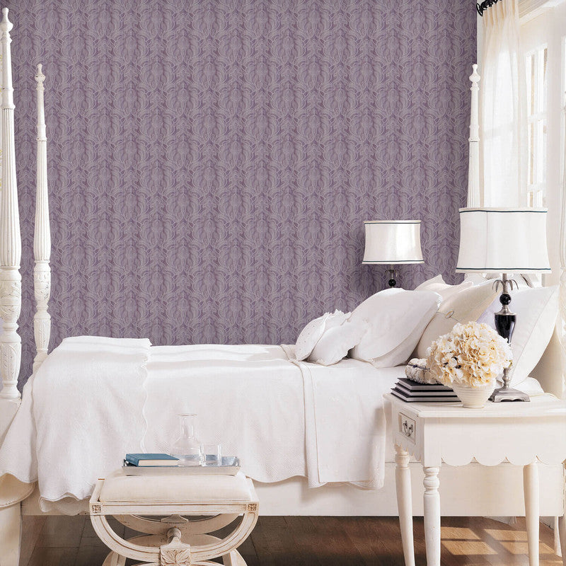 media image for Nordic Elements Damask Stripe Wallpaper in Purple 233