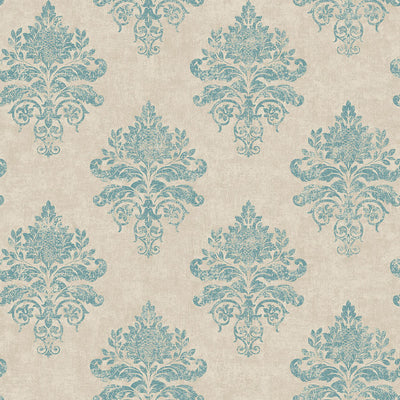 product image of Nordic Elements Damask Wallpaper in Soft Blue 568