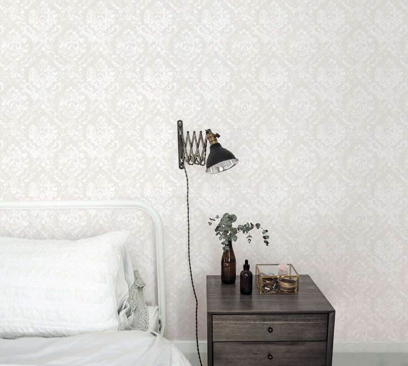 media image for Damask Grey Wallpaper from the Vintage Roses Collection by Galerie Wallcoverings 253