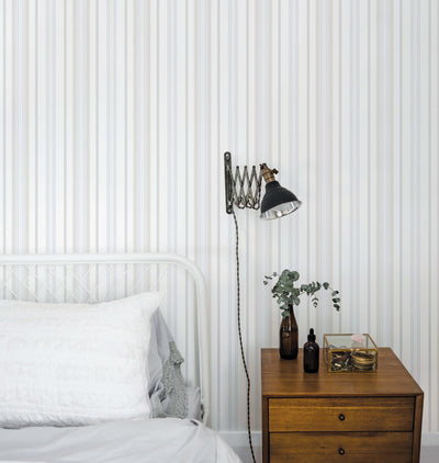 product image for Small Stripes Blue/Beige Wallpaper from the Vintage Roses Collection by Galerie Wallcoverings 6