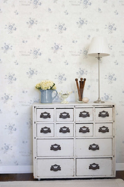 product image for Calligraphy Blue Wallpaper from the Vintage Roses Collection by Galerie Wallcoverings 57