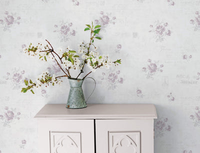 product image for Calligraphy Purple Wallpaper from the Vintage Roses Collection by Galerie Wallcoverings 69