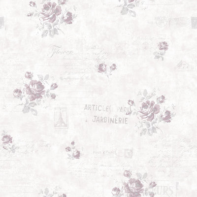 product image of Calligraphy Purple Wallpaper from the Vintage Roses Collection by Galerie Wallcoverings 579