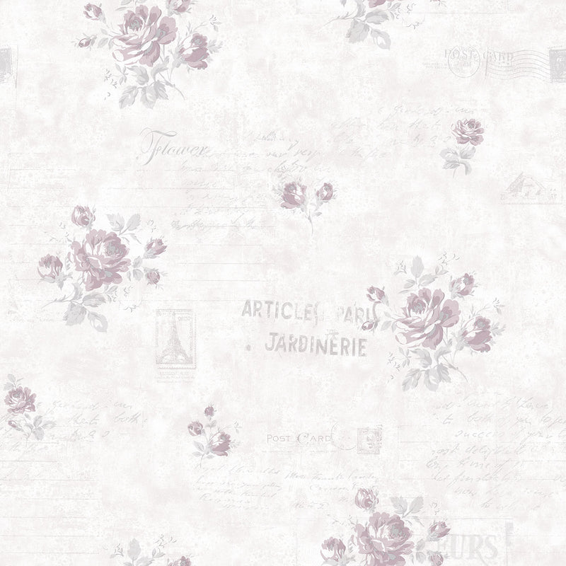 media image for Calligraphy Purple Wallpaper from the Vintage Roses Collection by Galerie Wallcoverings 239