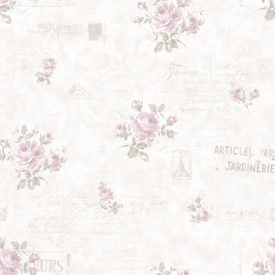 product image of Calligraphy Pink/Beige Wallpaper from the Vintage Roses Collection by Galerie Wallcoverings 510