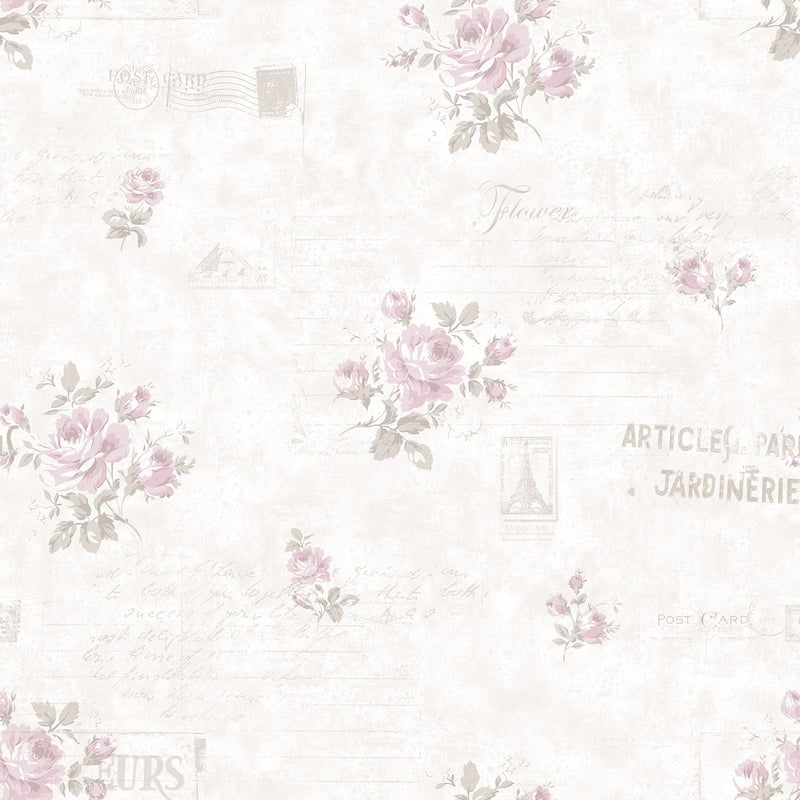 media image for Calligraphy Pink/Beige Wallpaper from the Vintage Roses Collection by Galerie Wallcoverings 264