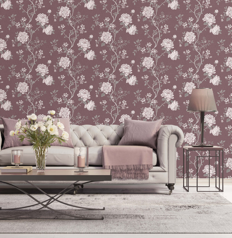 media image for Large Rose Trail Pink/Red Wallpaper from the Vintage Roses Collection by Galerie Wallcoverings 238