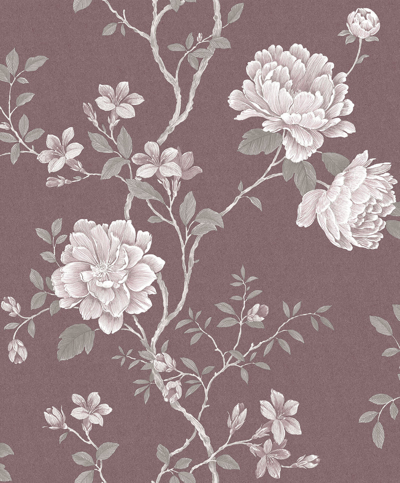 media image for Large Rose Trail Pink/Red Wallpaper from the Vintage Roses Collection by Galerie Wallcoverings 250