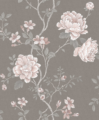 product image of Large Rose Trail Grey/Pink Wallpaper from the Vintage Roses Collection by Galerie Wallcoverings 521