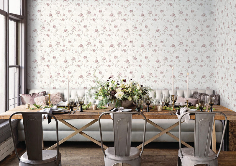 media image for Calligraphy Rose Pink Wallpaper from the Vintage Roses Collection by Galerie Wallcoverings 236