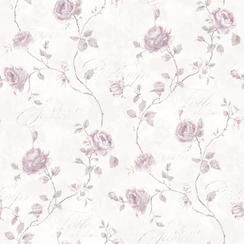 media image for Calligraphy Rose Pink Wallpaper from the Vintage Roses Collection by Galerie Wallcoverings 258