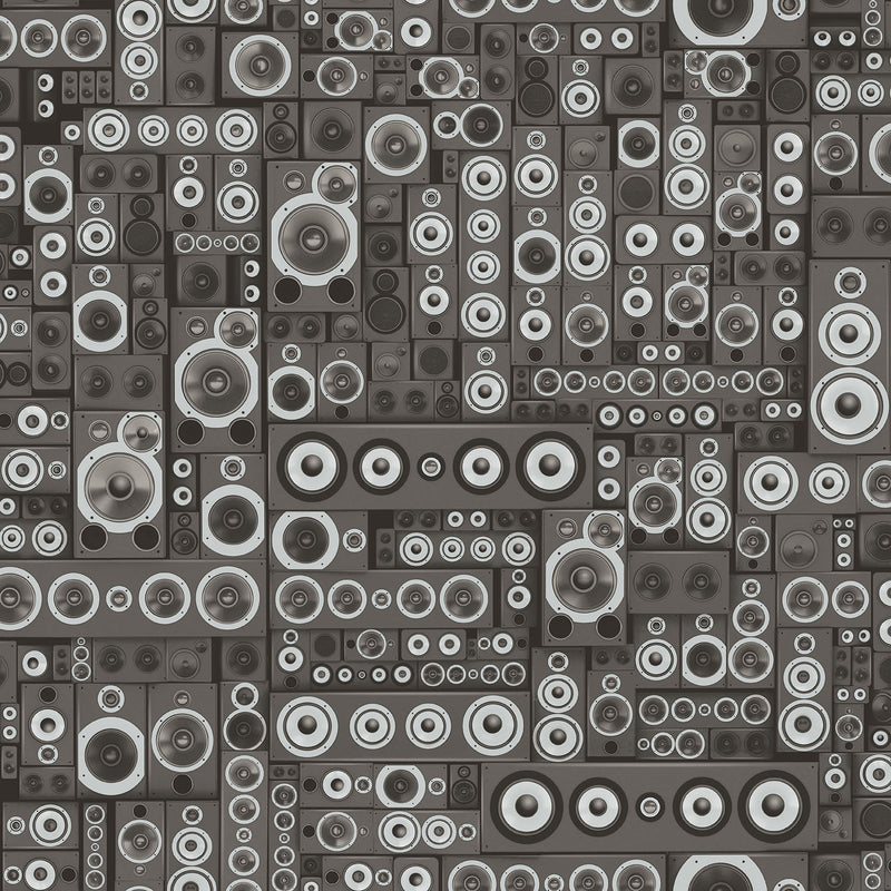 media image for Speakers Charcoal Wallpaper from the Grunge Collection by Galerie Wallcoverings 262