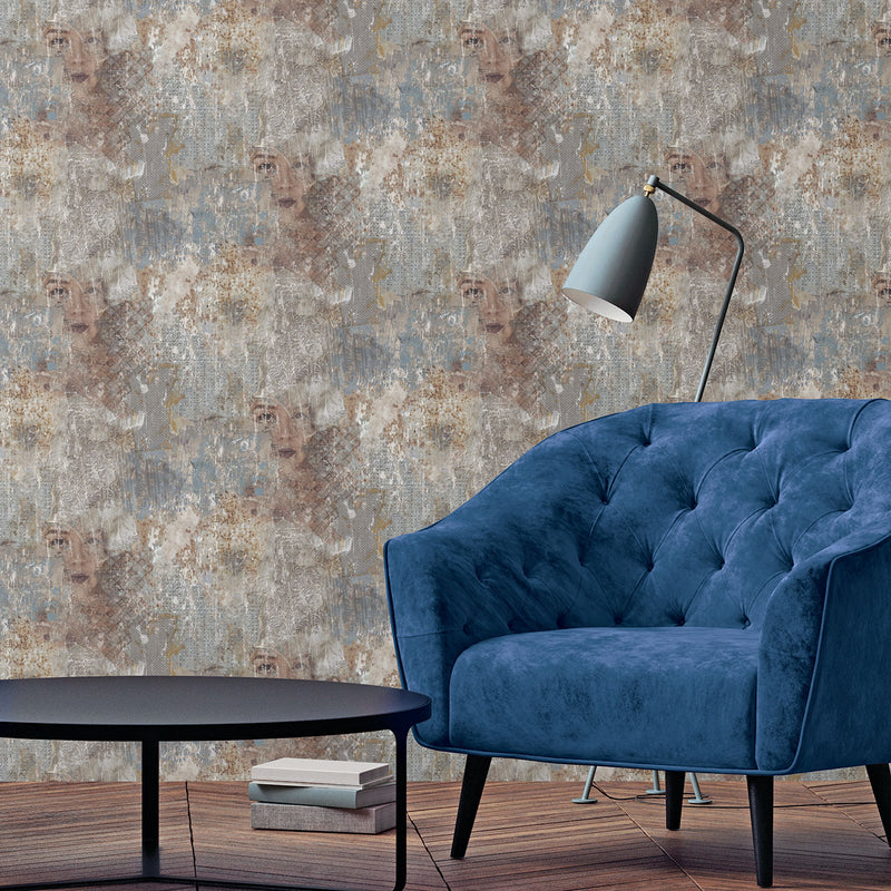 media image for Lucie Blue Wallpaper from the Grunge Collection by Galerie Wallcoverings 236