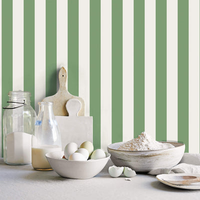 product image for Awning Stripe Green Wallpaper from the Just Kitchens Collection by Galerie Wallcoverings 28