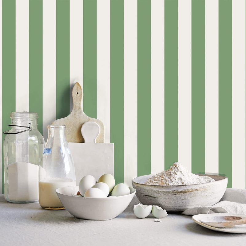 media image for Awning Stripe Green Wallpaper from the Just Kitchens Collection by Galerie Wallcoverings 283