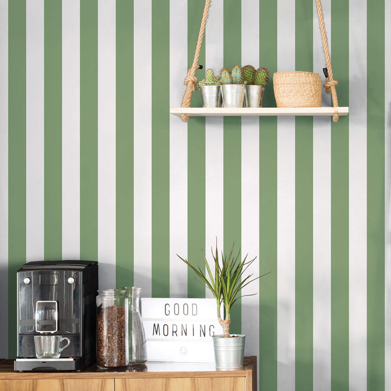 media image for Awning Stripe Green Wallpaper from the Just Kitchens Collection by Galerie Wallcoverings 265