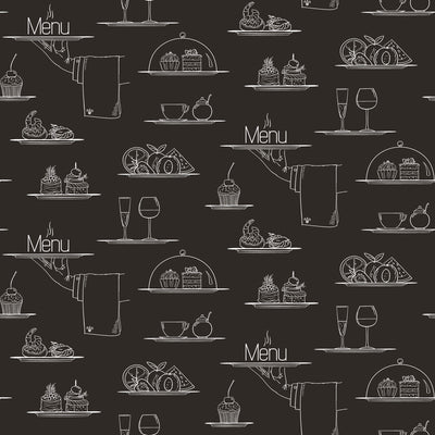 product image of Chalkboard Menu Black Wallpaper from the Just Kitchens Collection by Galerie Wallcoverings 511