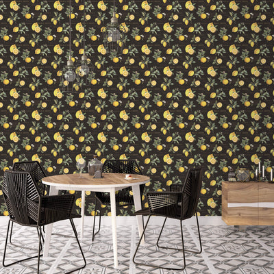 product image for Citron Botanical Black/Yellow Wallpaper from the Just Kitchens Collection by Galerie Wallcoverings 70