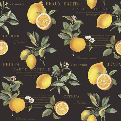 product image of Citron Botanical Black/Yellow Wallpaper from the Just Kitchens Collection by Galerie Wallcoverings 575