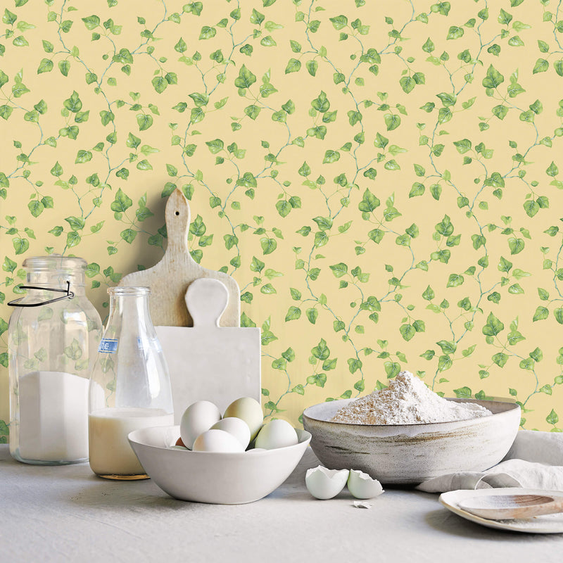 media image for Just Ivy Yellow/Green Wallpaper from the Just Kitchens Collection by Galerie Wallcoverings 273