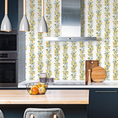 product image for Lemon Stripe Yellow/Green Wallpaper from the Just Kitchens Collection by Galerie Wallcoverings 65