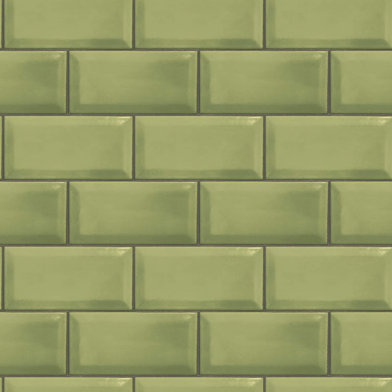 media image for Metro Tile Green Wallpaper from the Just Kitchens Collection by Galerie Wallcoverings 265