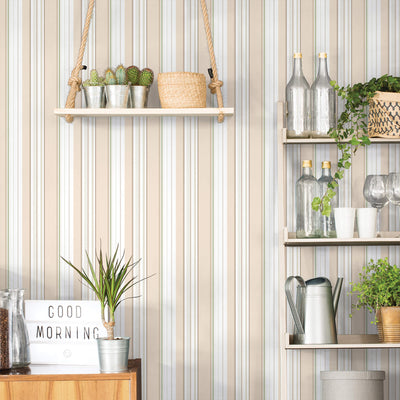 product image for Multi Stripe Taupe/Green Wallpaper from the Just Kitchens Collection by Galerie Wallcoverings 17