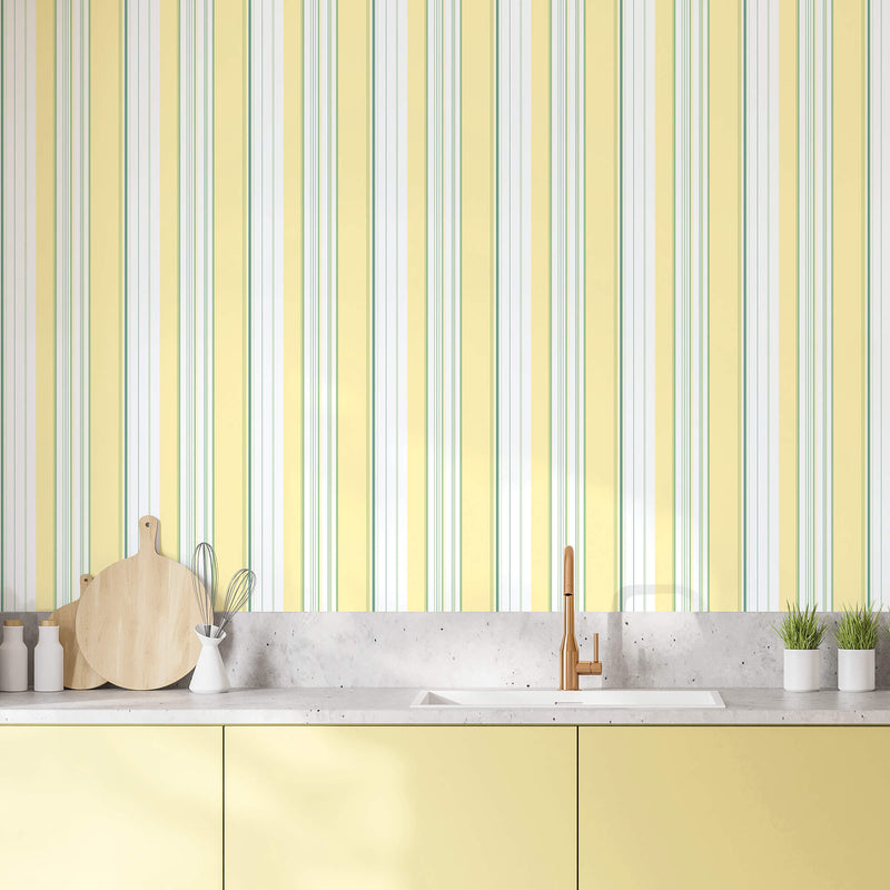 media image for Multi Stripe Yellow/Green Wallpaper from the Just Kitchens Collection by Galerie Wallcoverings 261