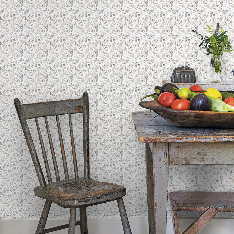 media image for Spring Leaf Trail Grey/Beige Wallpaper from the Just Kitchens Collection by Galerie Wallcoverings 272