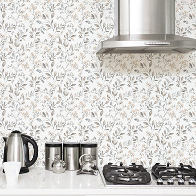 product image for Spring Leaf Trail Grey/Beige Wallpaper from the Just Kitchens Collection by Galerie Wallcoverings 76