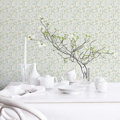 product image for Spring Leaf Trail Green/Blue Wallpaper from the Just Kitchens Collection by Galerie Wallcoverings 57